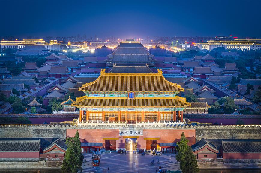 The nighttime view of the Forbidden City
